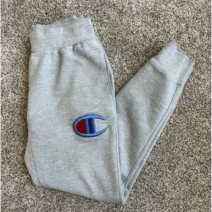 Champion Grey Jogger Sweatpants BIG C Logo Casual Reverse Weave M Vintage‎ 90's